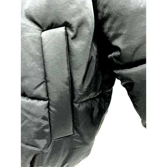 Urban Outfitters Mens Black Puffer Zip Up Jacket Medium Pockets Sherpa Collar